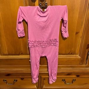 NWOT Posh Peanut Pink Peony Footie Ruffled Zippered One Piece